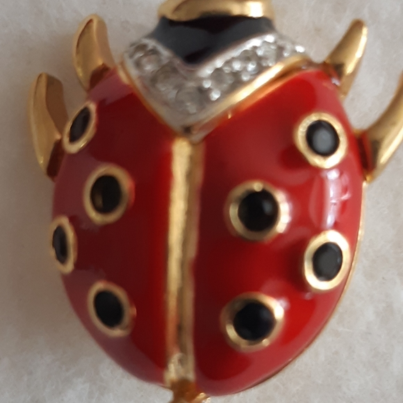 Signed KLJ Ladybug Brooch - Picture 2 of 3